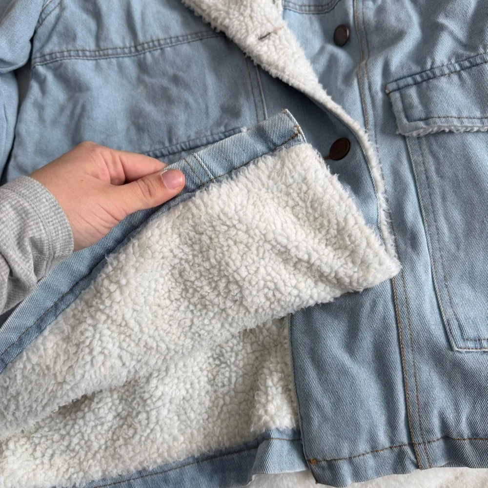 Ashley Vintage Charm Denim Sherpa Jacket Size Medium
